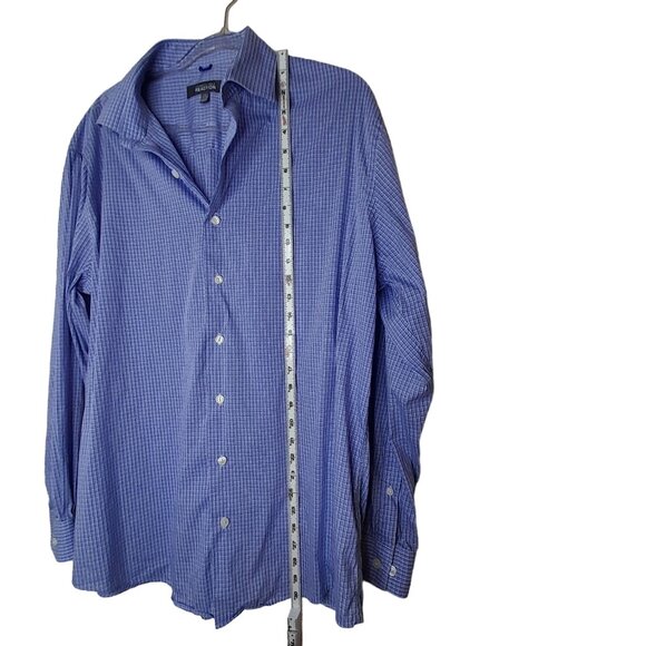 Kenneth Cole Reaction Men's Blue Checkered Long-Sleeve Button-Down Shirt Size XL - Picture 6 of 11